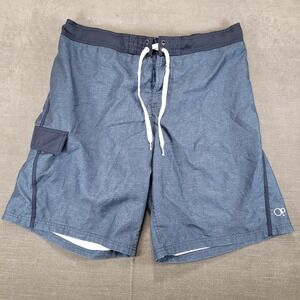 OP Board Shorts Y2K Swim‎ Trunks Blue Beach Drawstring Pocket Mens Size Large